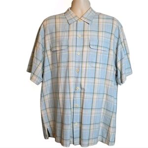 Vintage Tommy Bahana Men's Plaid Short-Sleeve Button-Up Shirt, Size XL
